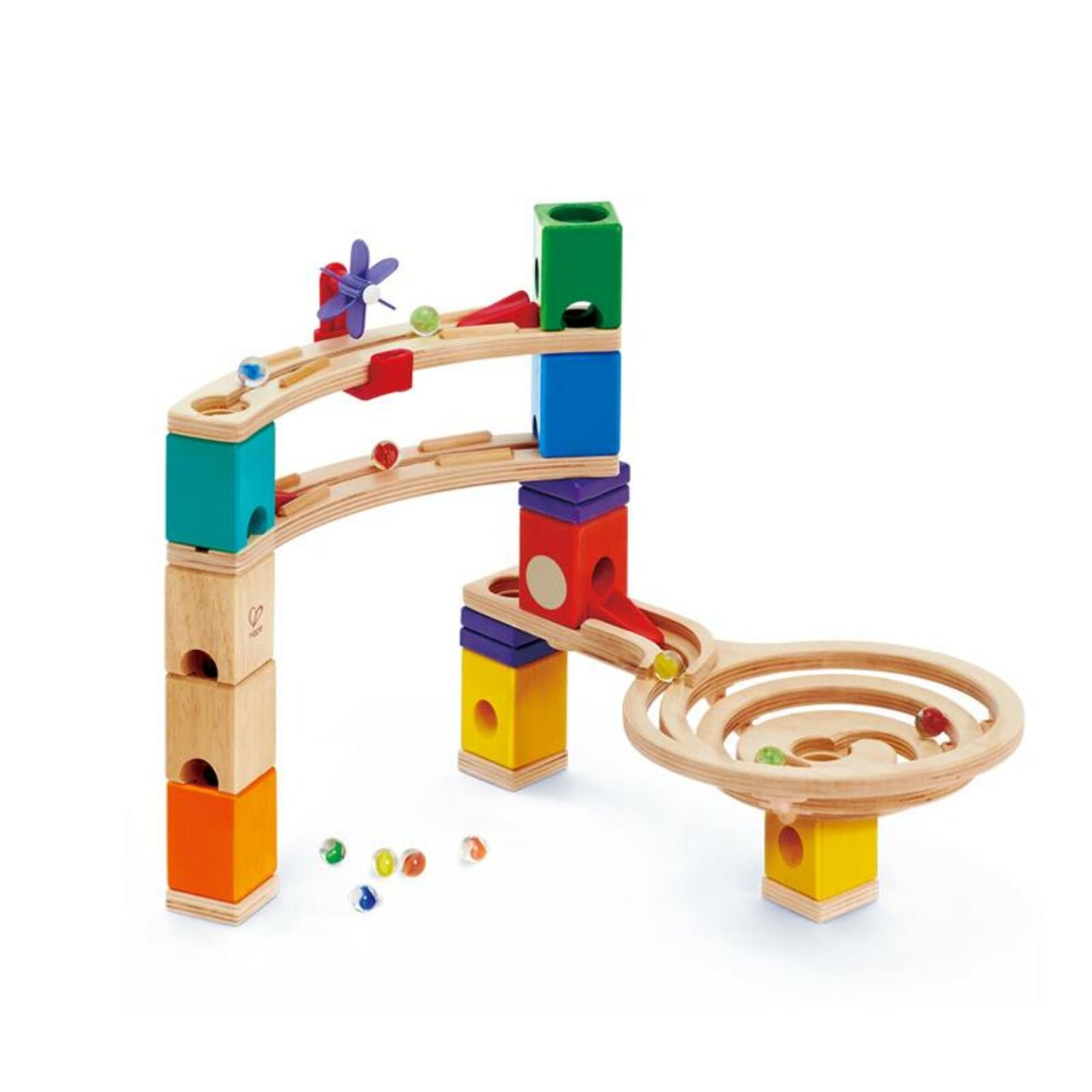 Hape Quadrilla Wooden Marble Run DIY Construction: Race To The Finish - 58 Piece Set